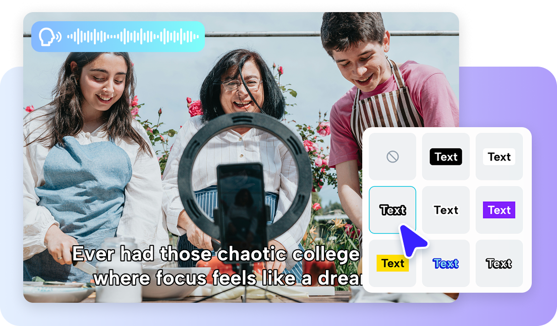 Auto-captions with customizable text styles