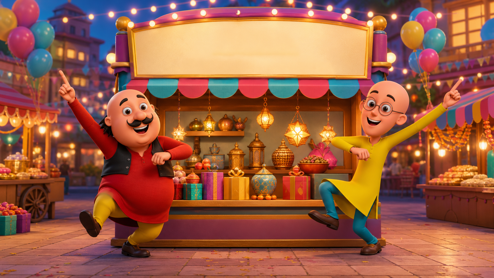 Motu Patlu Funny Shop Promotion AI Video Prompt prompt result 6