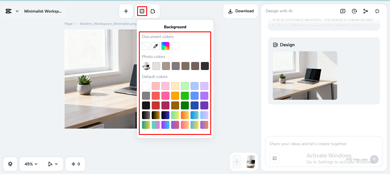 Editing the image on the CapCut desktop video editor