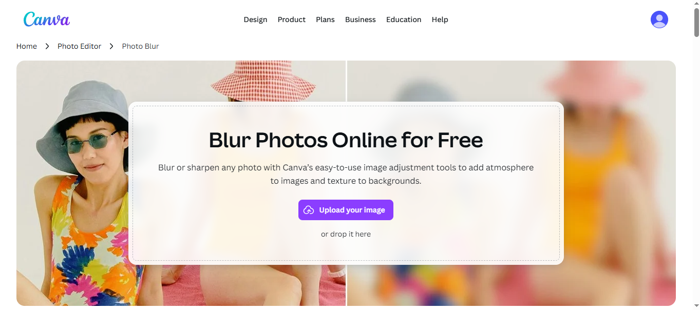 Canva - una popular aplicación de fotos de desenfoque facial