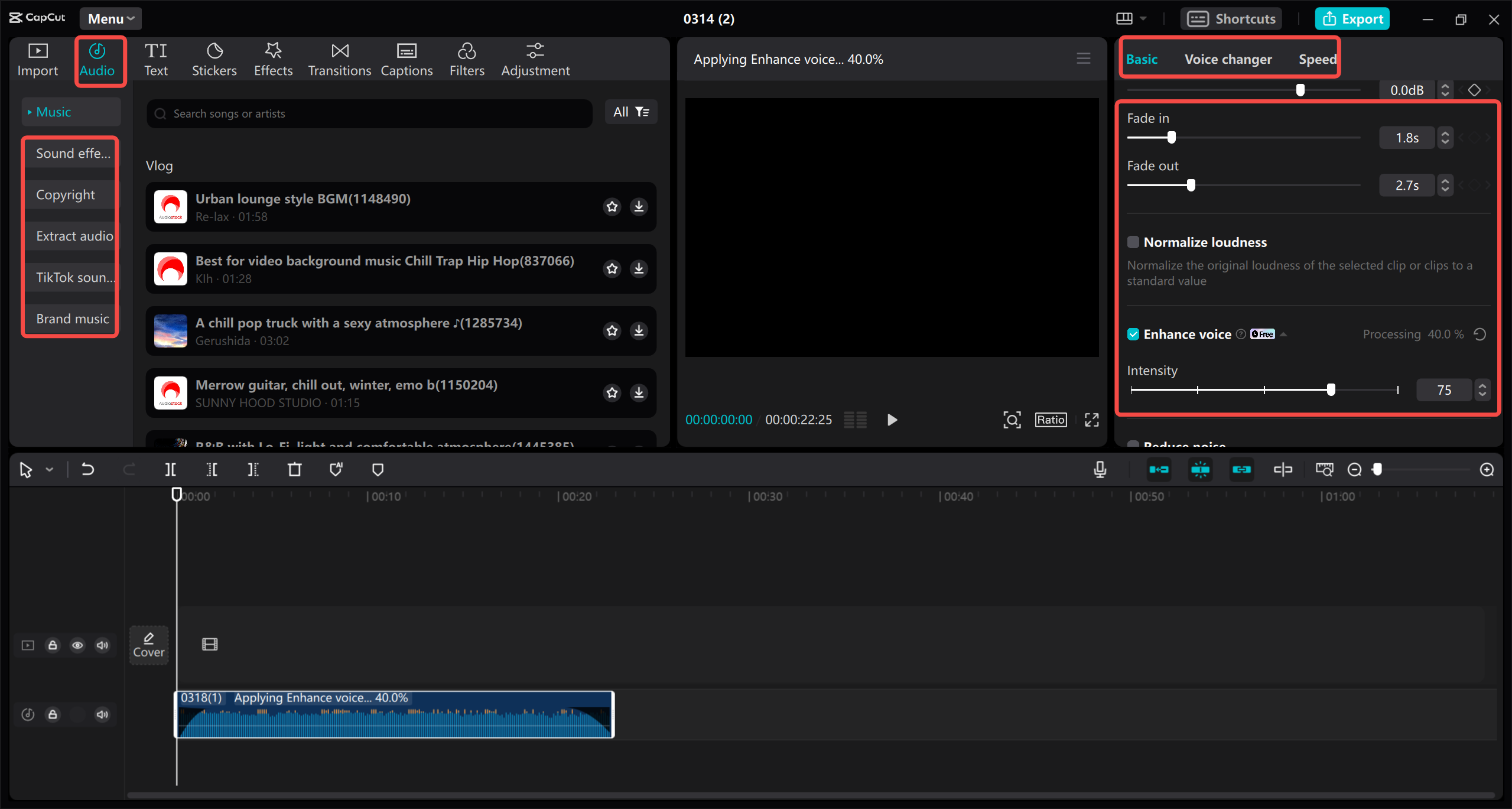 Edit audio 