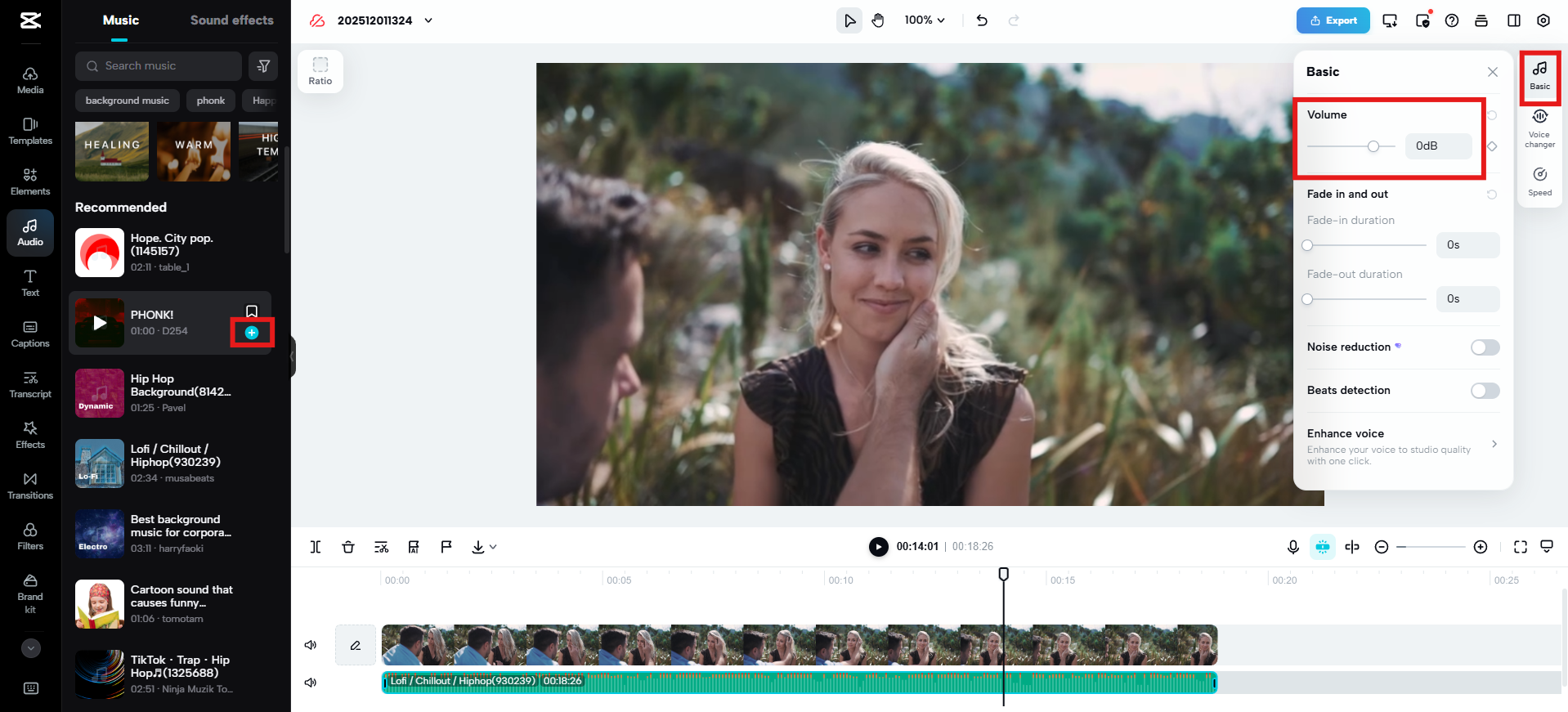 添加音樂並調整音量