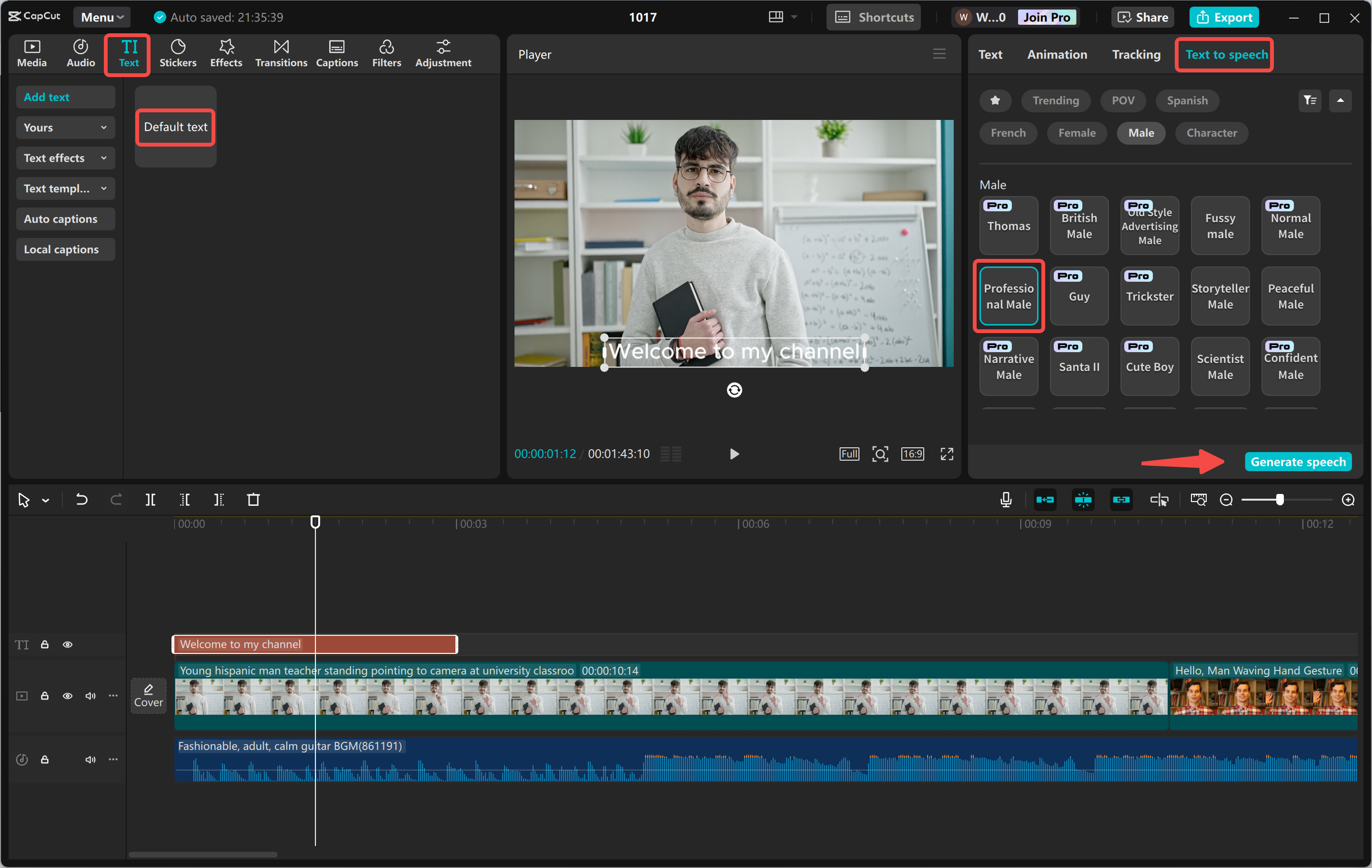 Adăugarea și ajustarea vocilor AI la videoclipuri în editorul video CapCut desktop