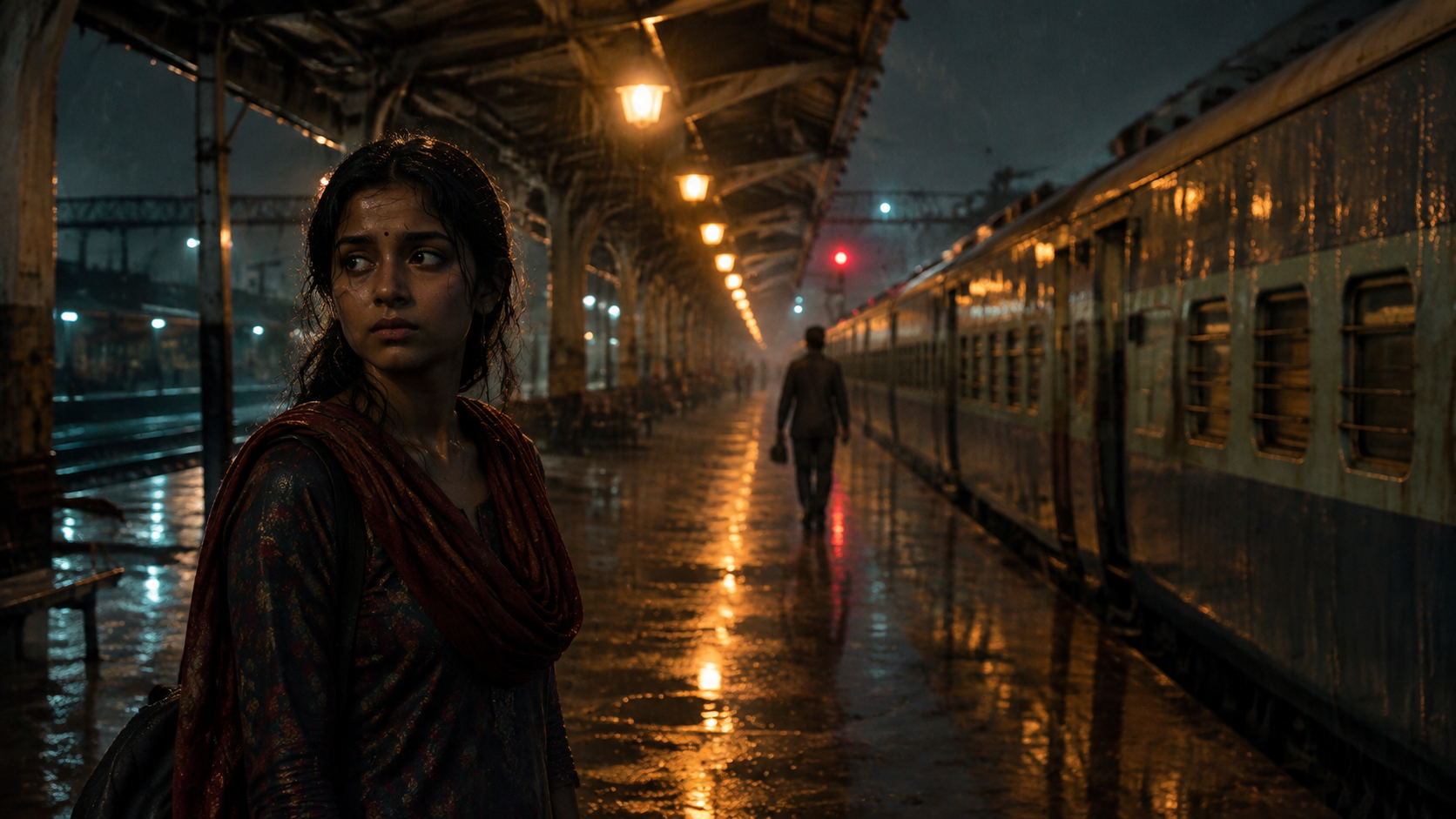 Rainy Indian Train Platform for mirzapur video editing template