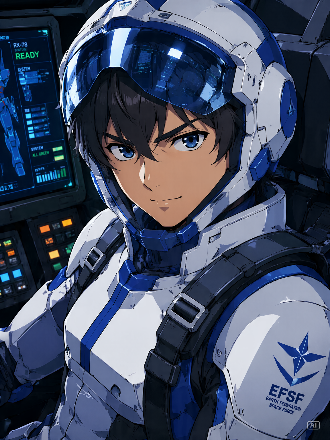 Mecha pilot anime gaming profile picture generated by Pippit