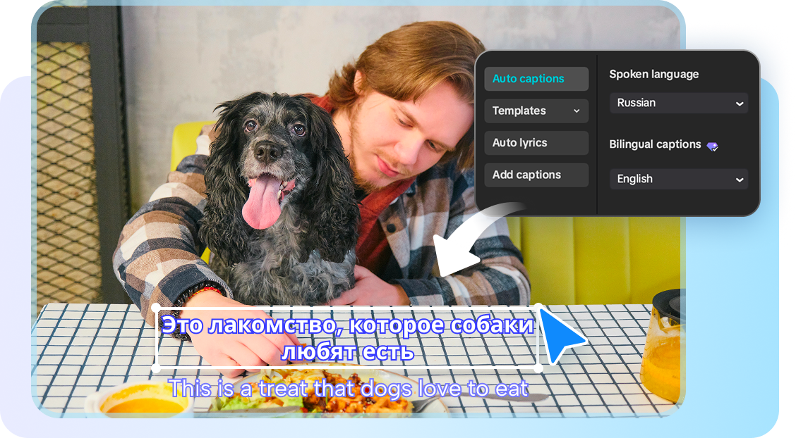 Create bilingual subtitles with translation from Russian to English in CapCut