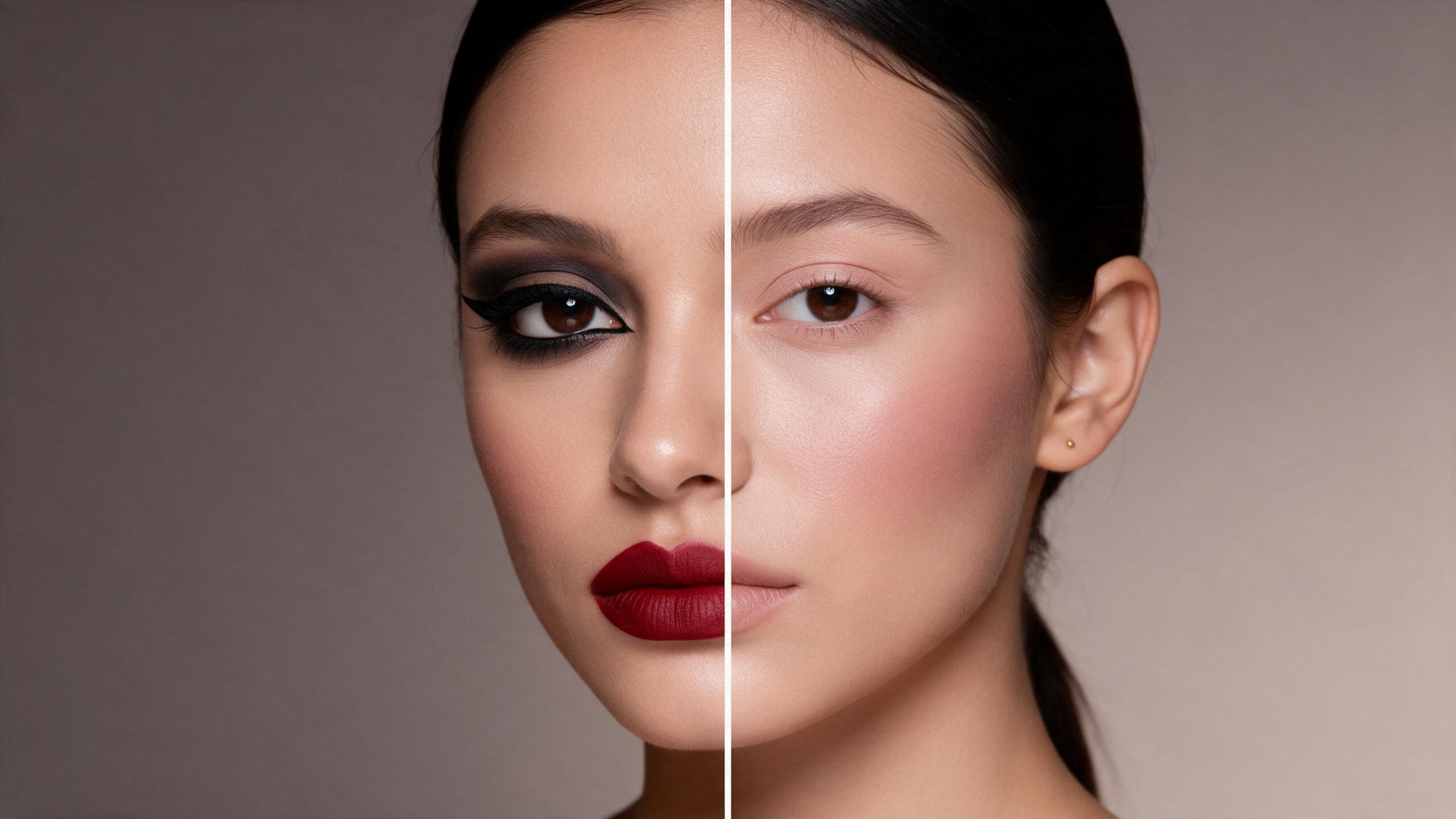 고대비 대 저대비 메이크업을 위한 프롬프트