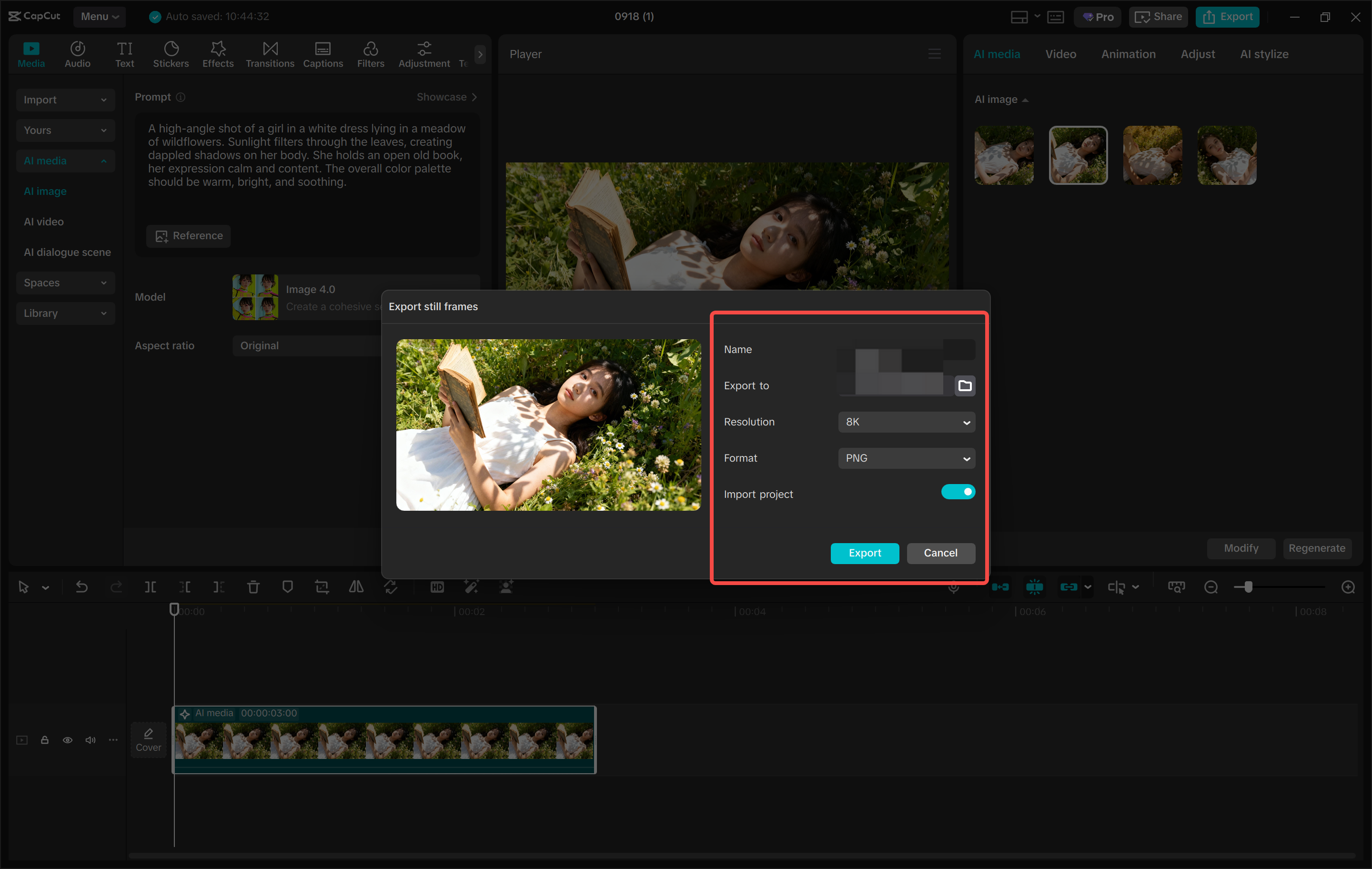 Téléchargement d'images à partir de l' CapCut éditeur vidéo de bureau