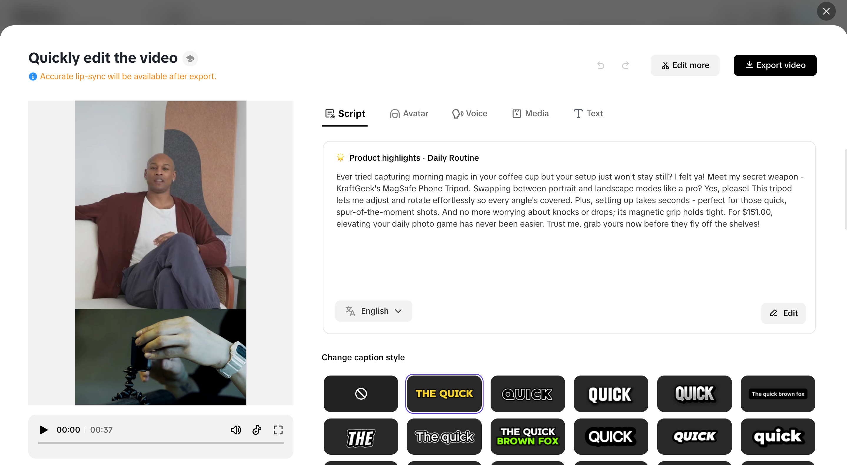 Edit and refine your video