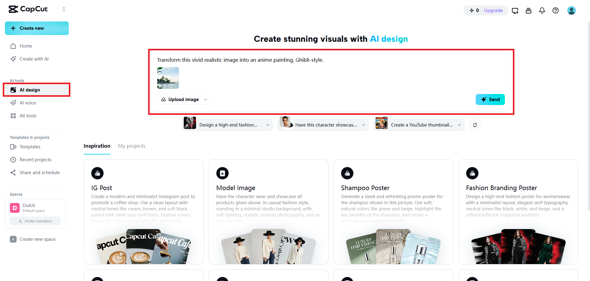 Upload your image and enter your prompt for image transformation