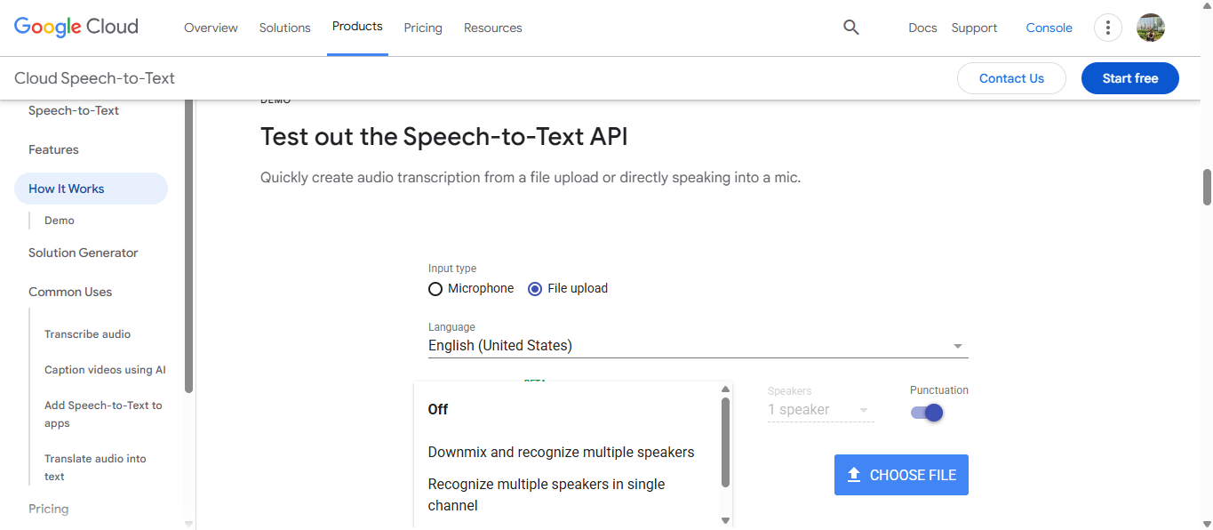 Google Cloudin käyttöliittymä