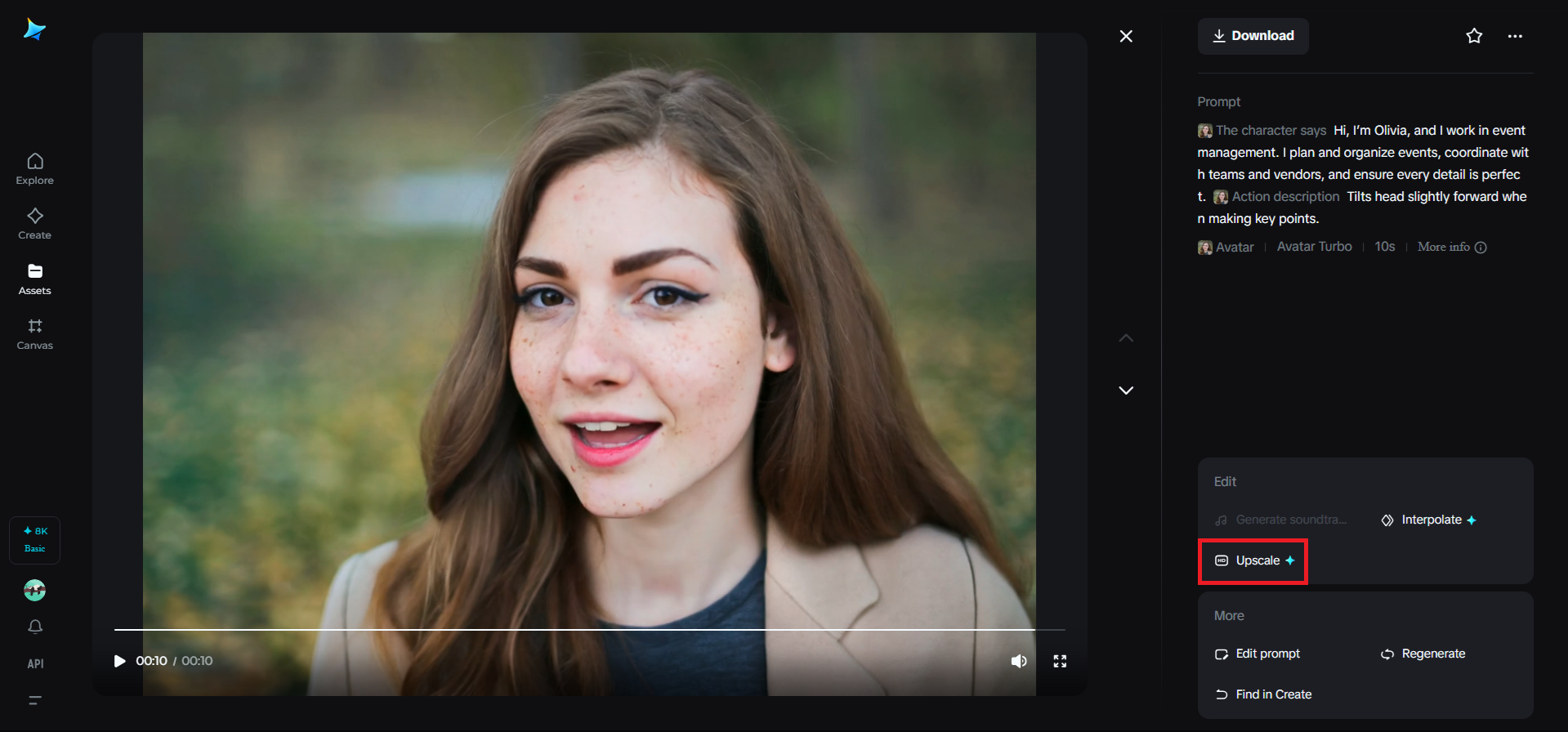 HD Upscale feature in Dreamina