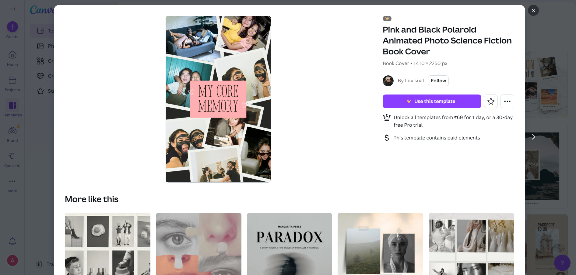 Canva memory book template