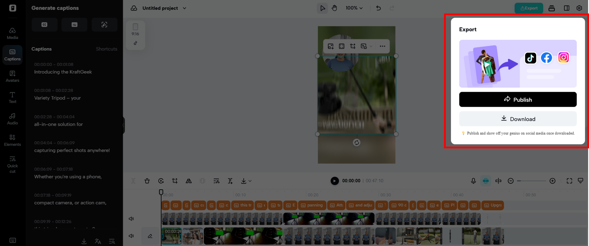 I-publish o i-download ang iyong ginawang video