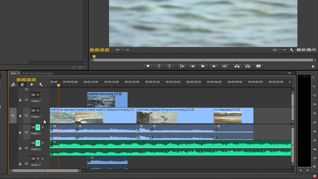 Organizing clips in timeline to apply Premiere dissolve effect