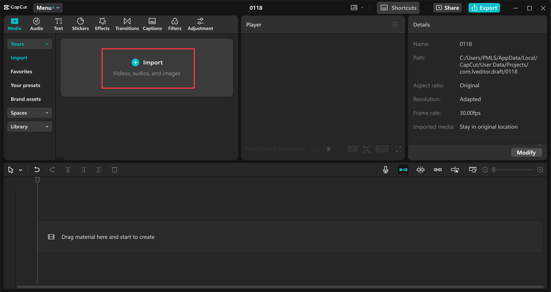 Importieren von Videos im CapCut Desktop-Video-Editor
