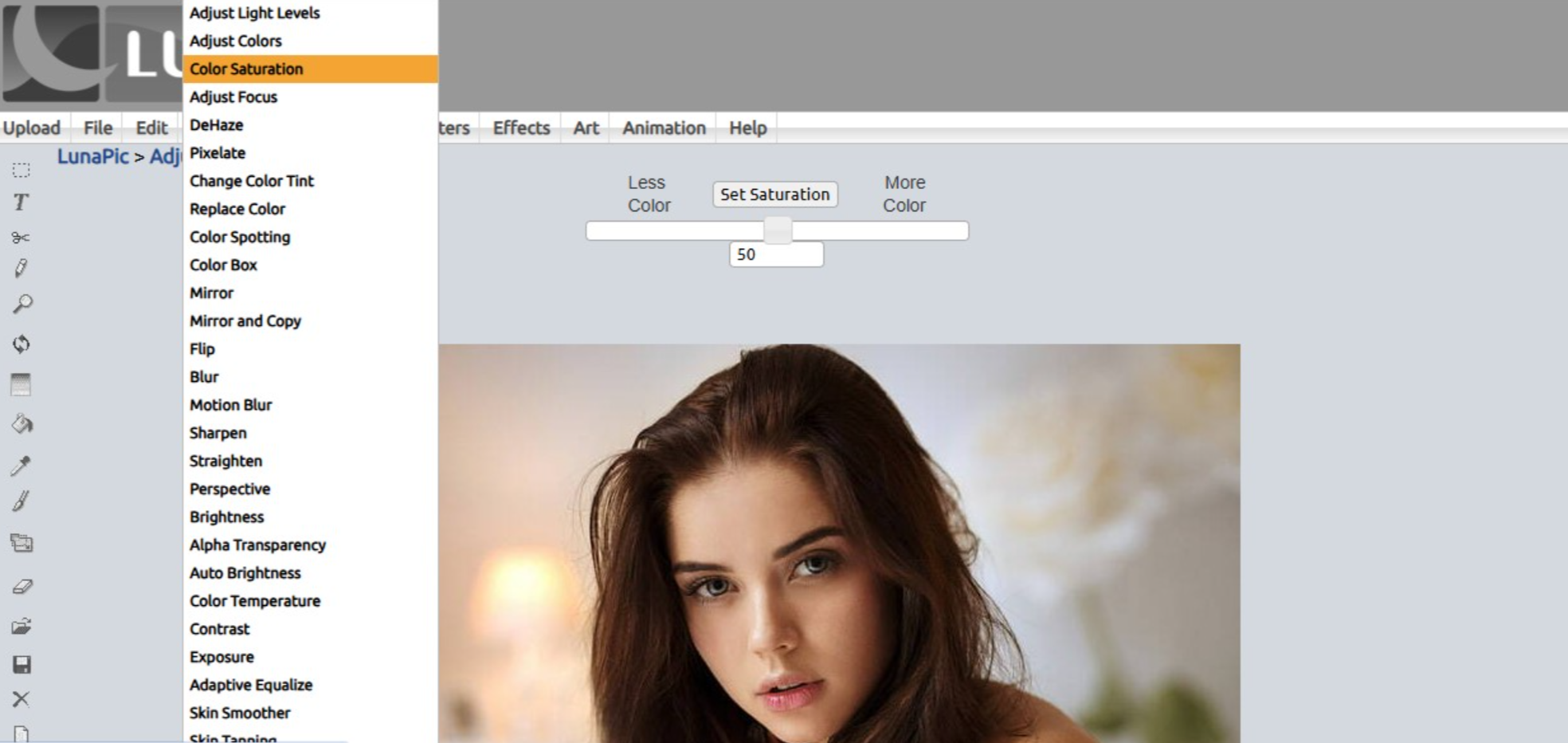 Lunapic - AI photo editor changing color