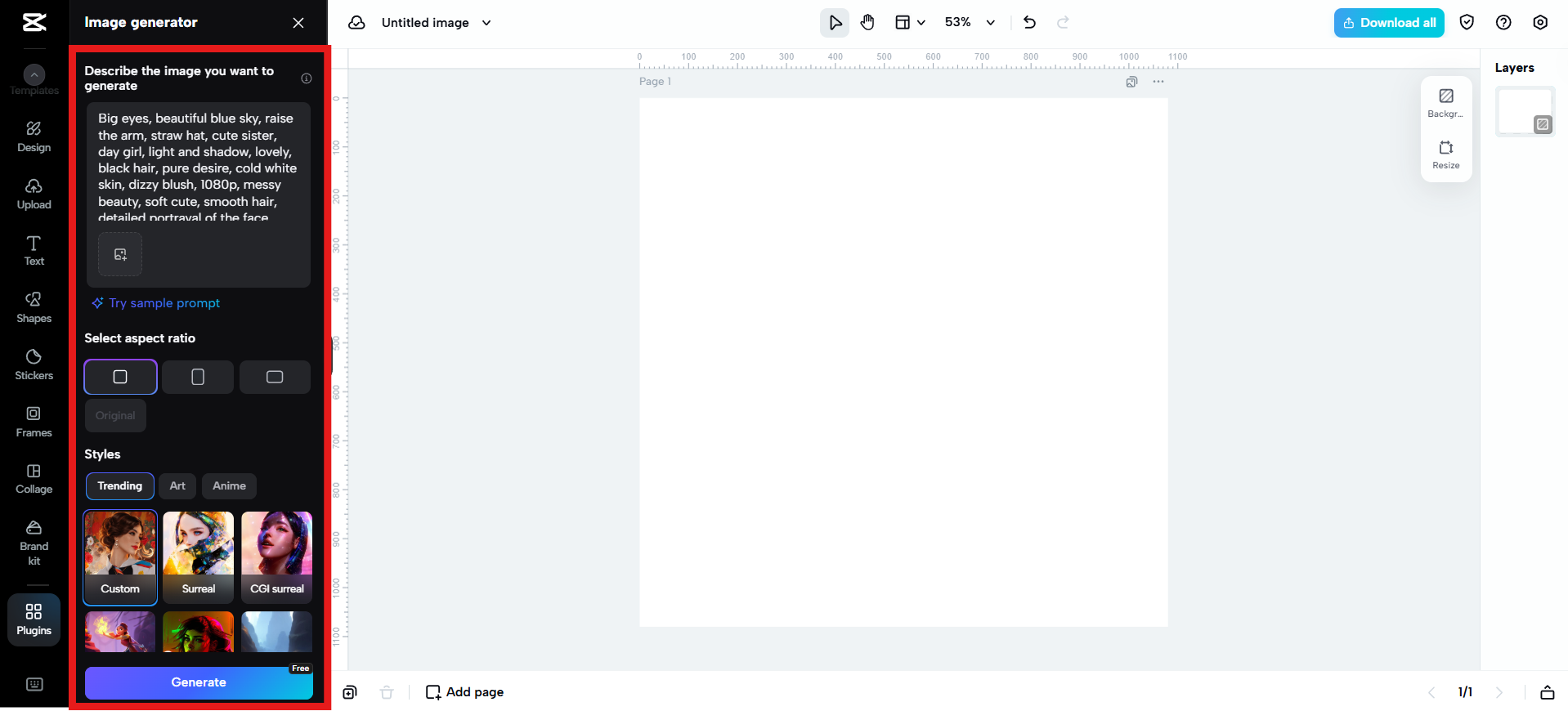 Enter prompt and generate
