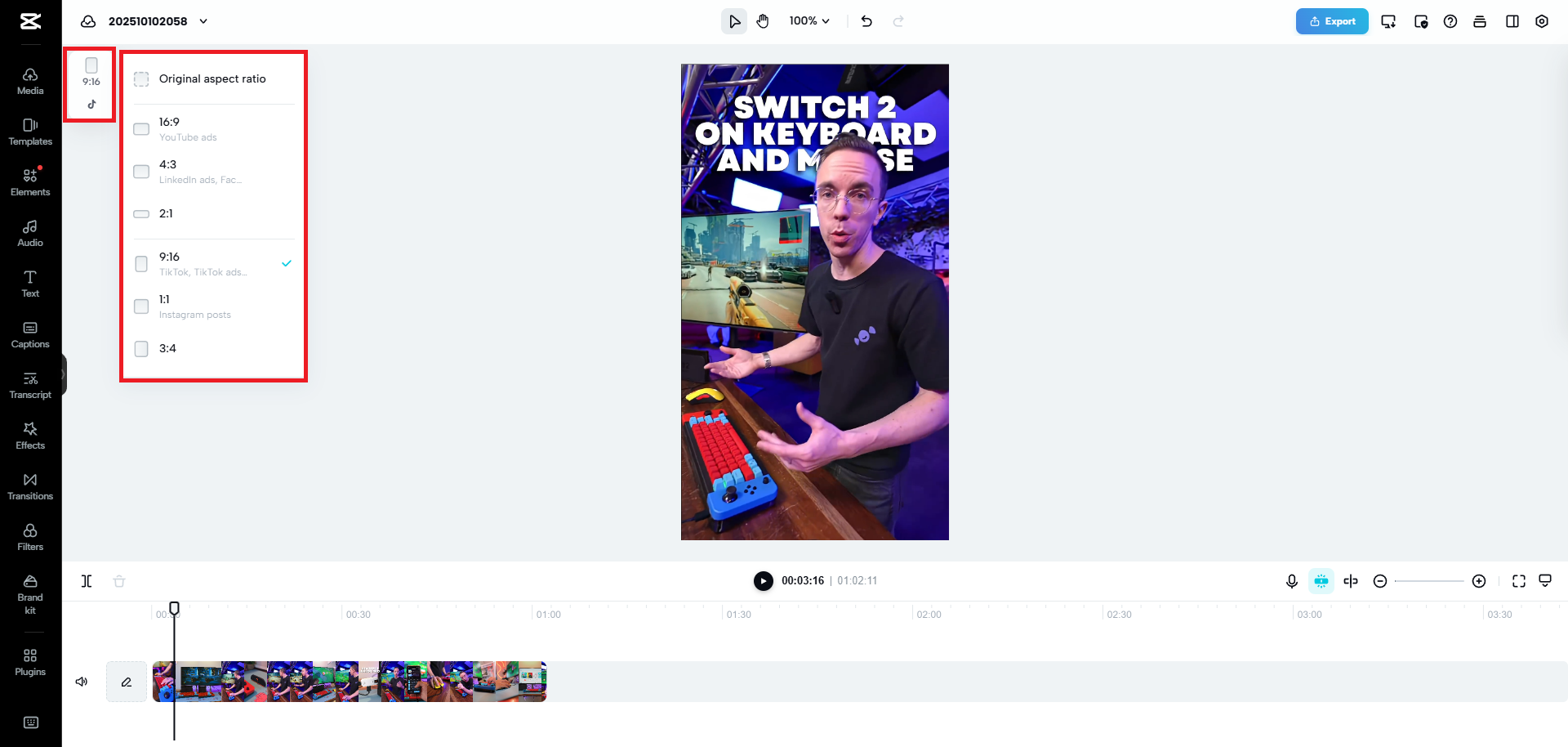 Select the proper aspect ratio