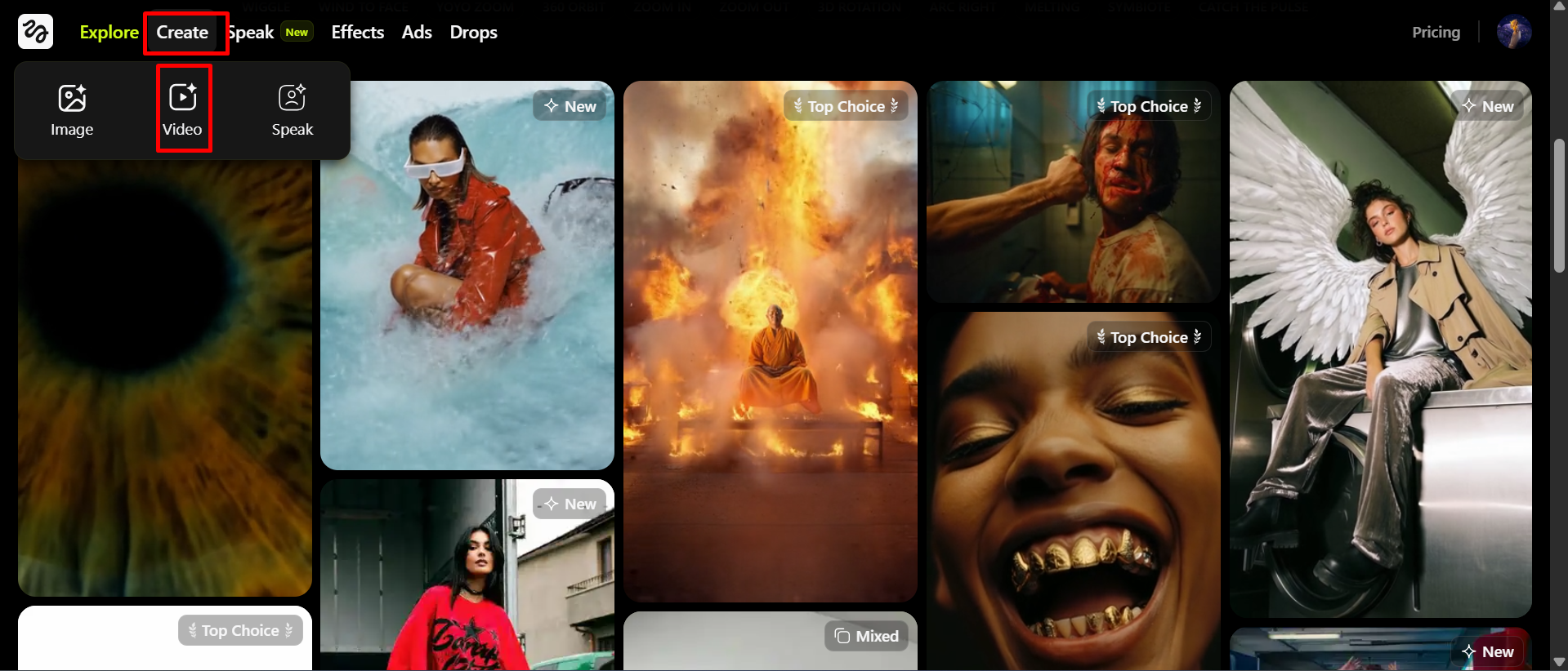 Choose your mode & motion