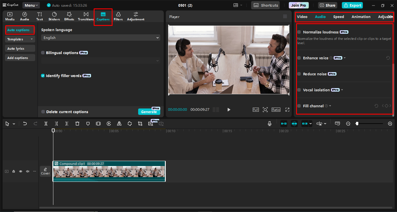 Edit media dalam editor video desktop CapCut