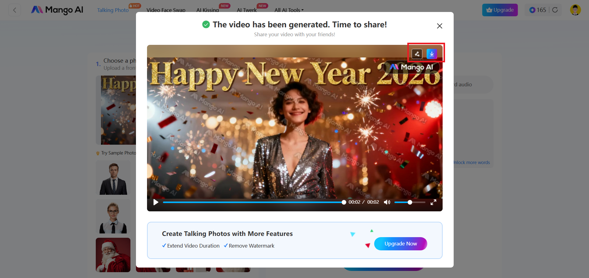 Preview and download your avatar video