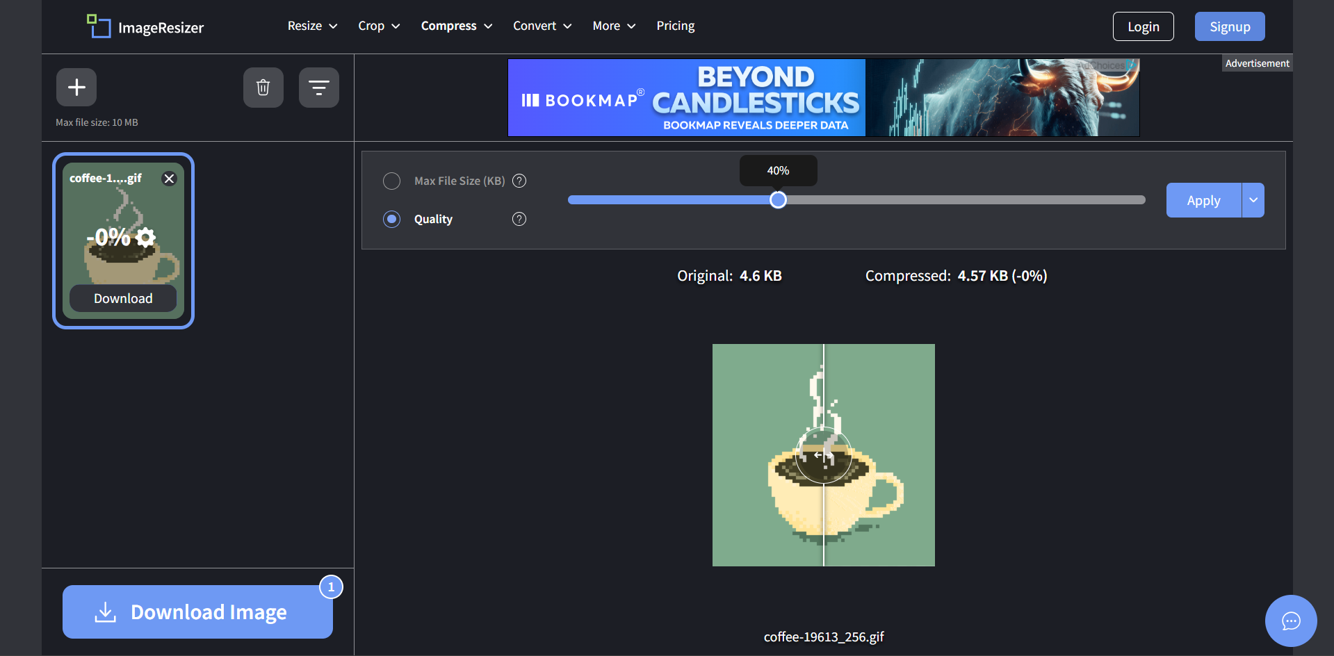 Interface of Image Resizer - one of the best tools to change the GIF size
