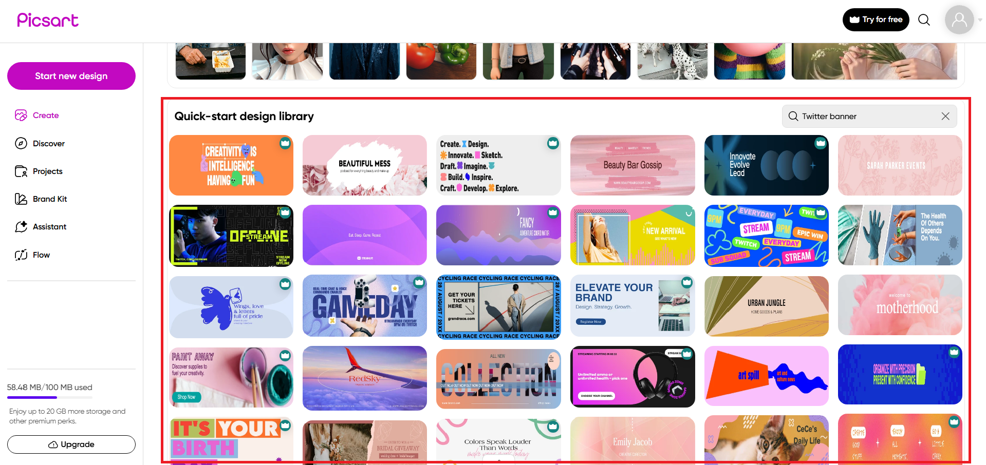 Search for banner templates