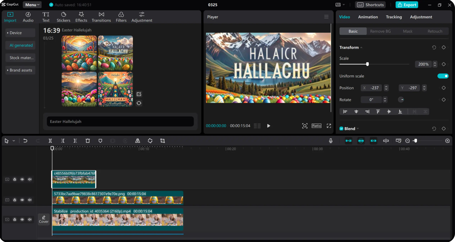 Easily add Easter Hallelujah lyrics to videos with CapCut