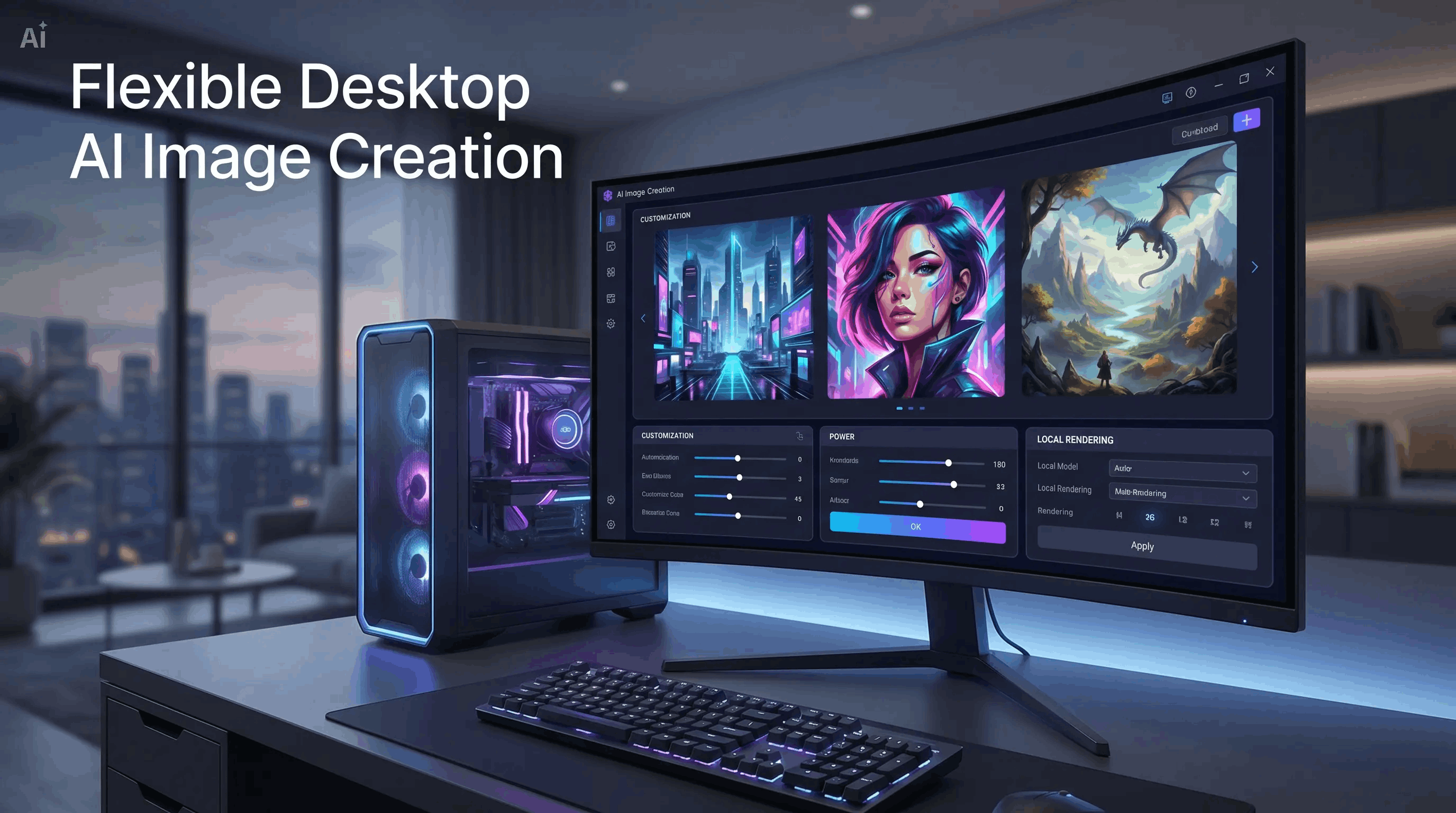 Criação Flexível de Imagens de IA Desktop