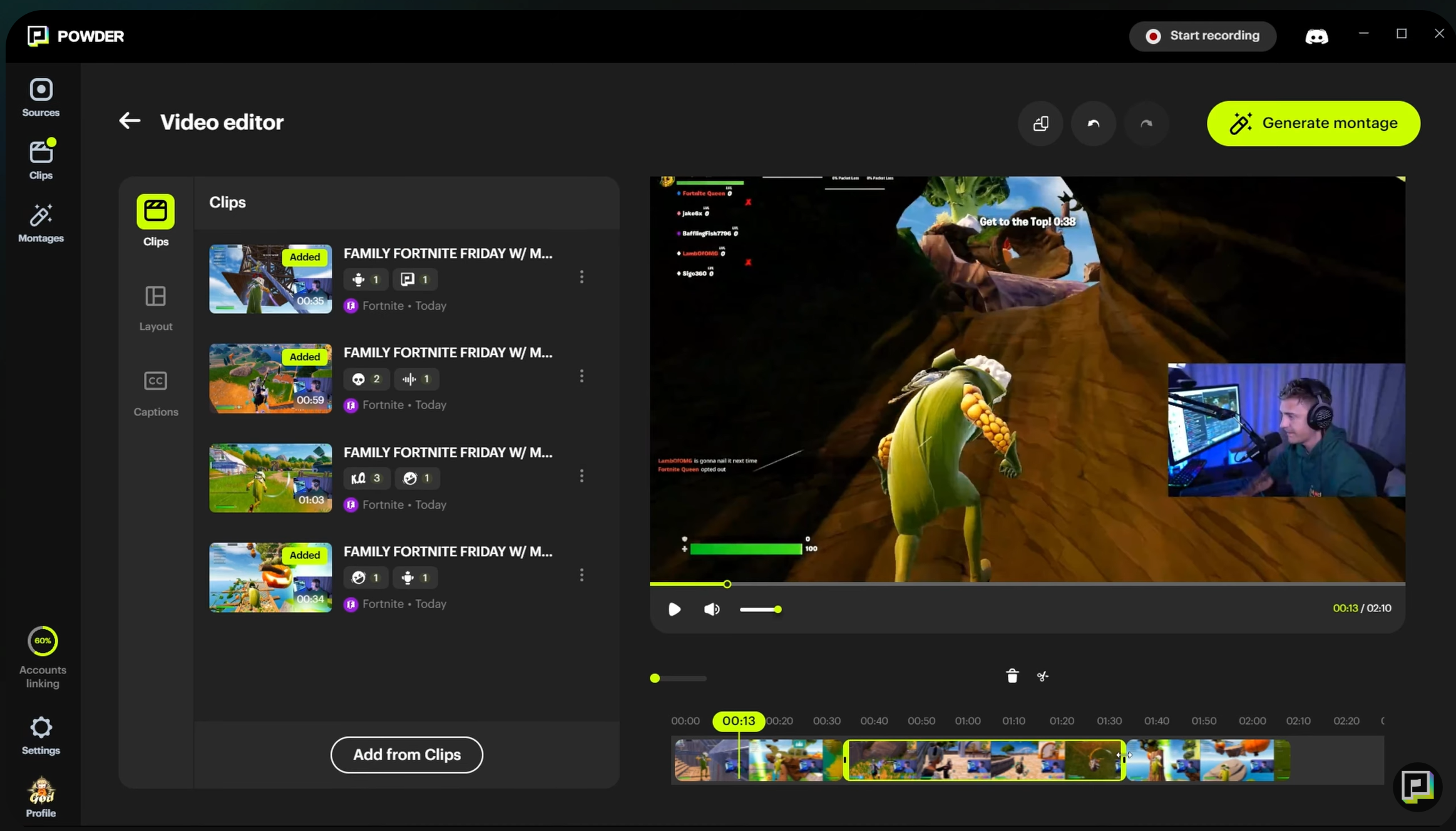 Powder AI - 잘 알려진 AI 게임 비디오 편집기