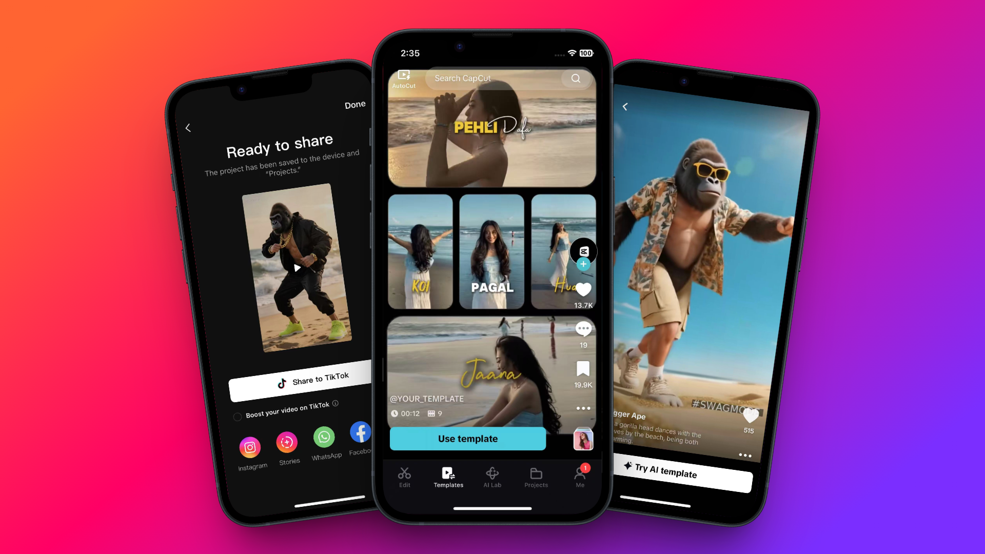 I modelli video dell'app CapCut