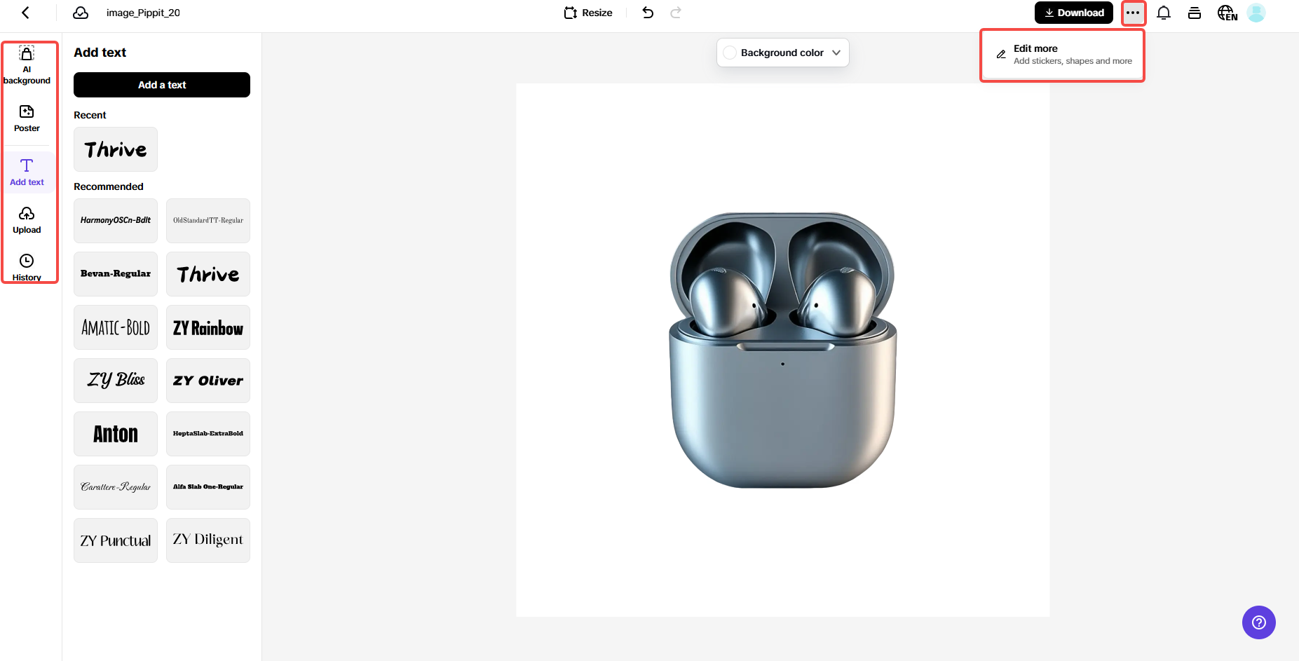 downloading product image Pippit