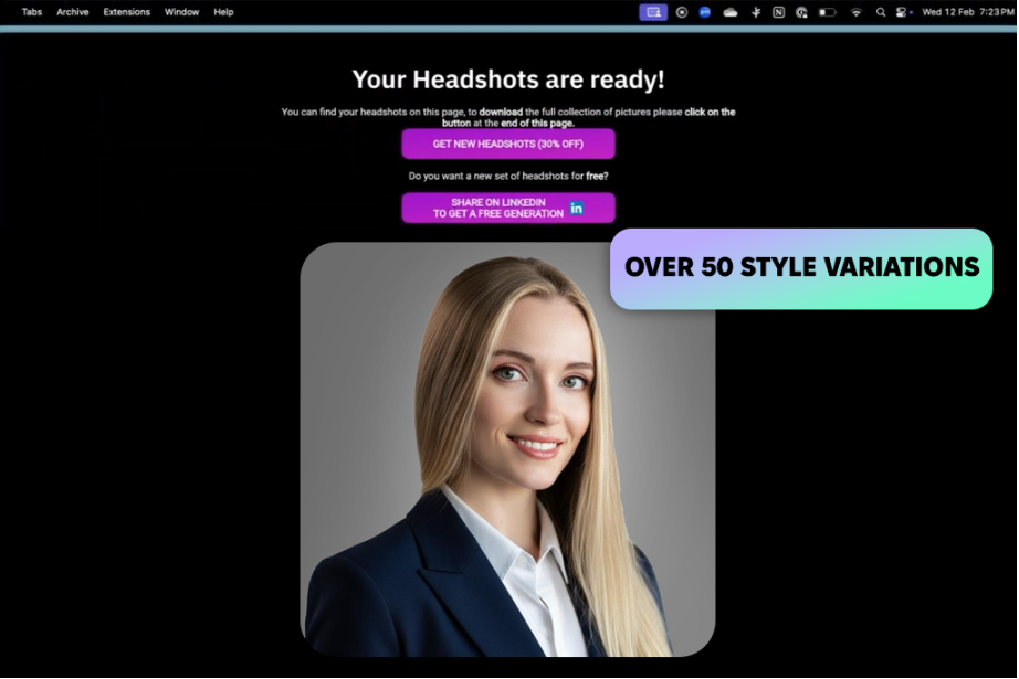 Interface of AI SuitUp - the best professional AI headshot generator