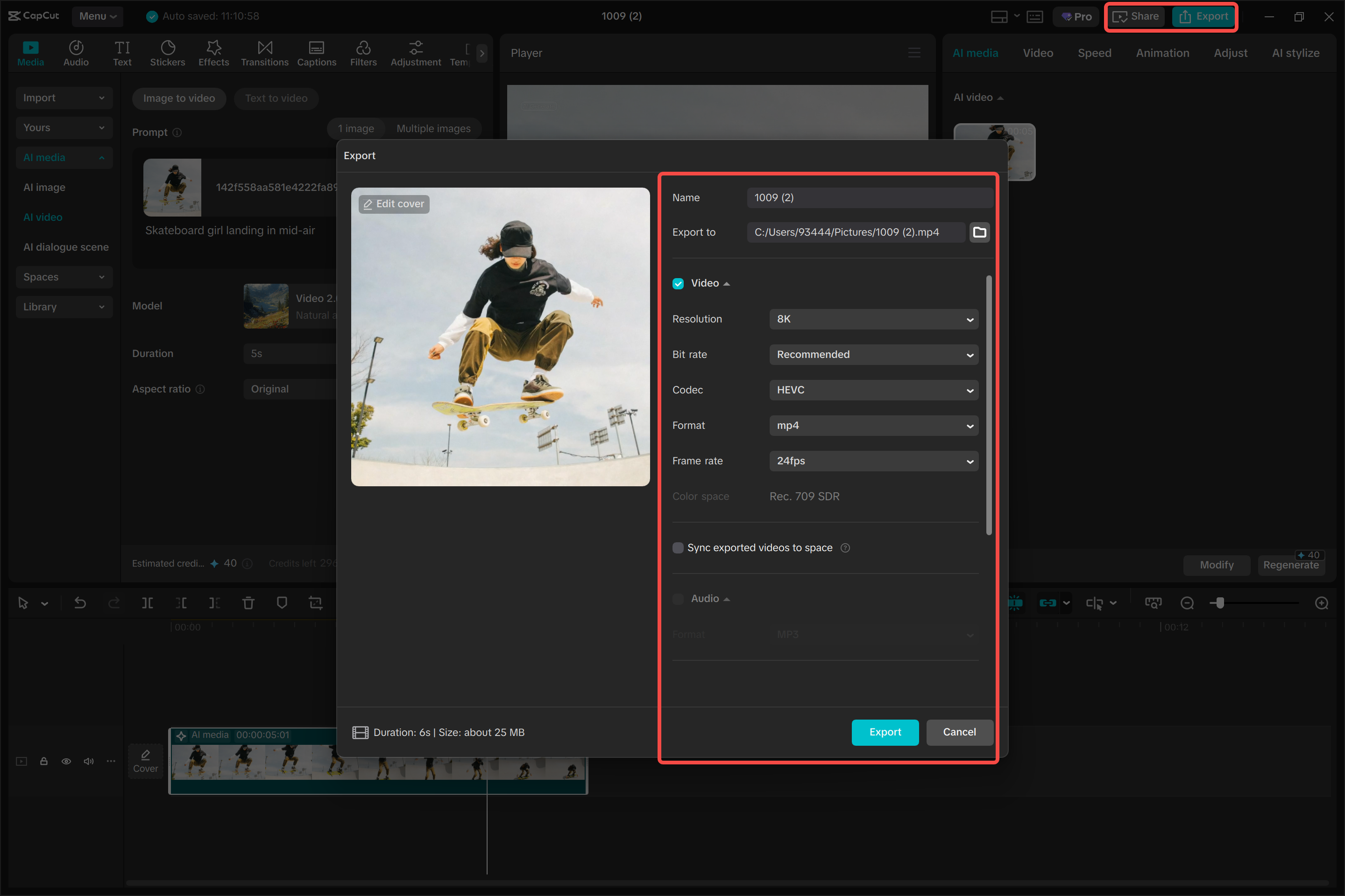 Exporting the fonal video from the the CapCut desktop video editor