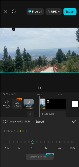 Speed up the video in CapCut on iPhone