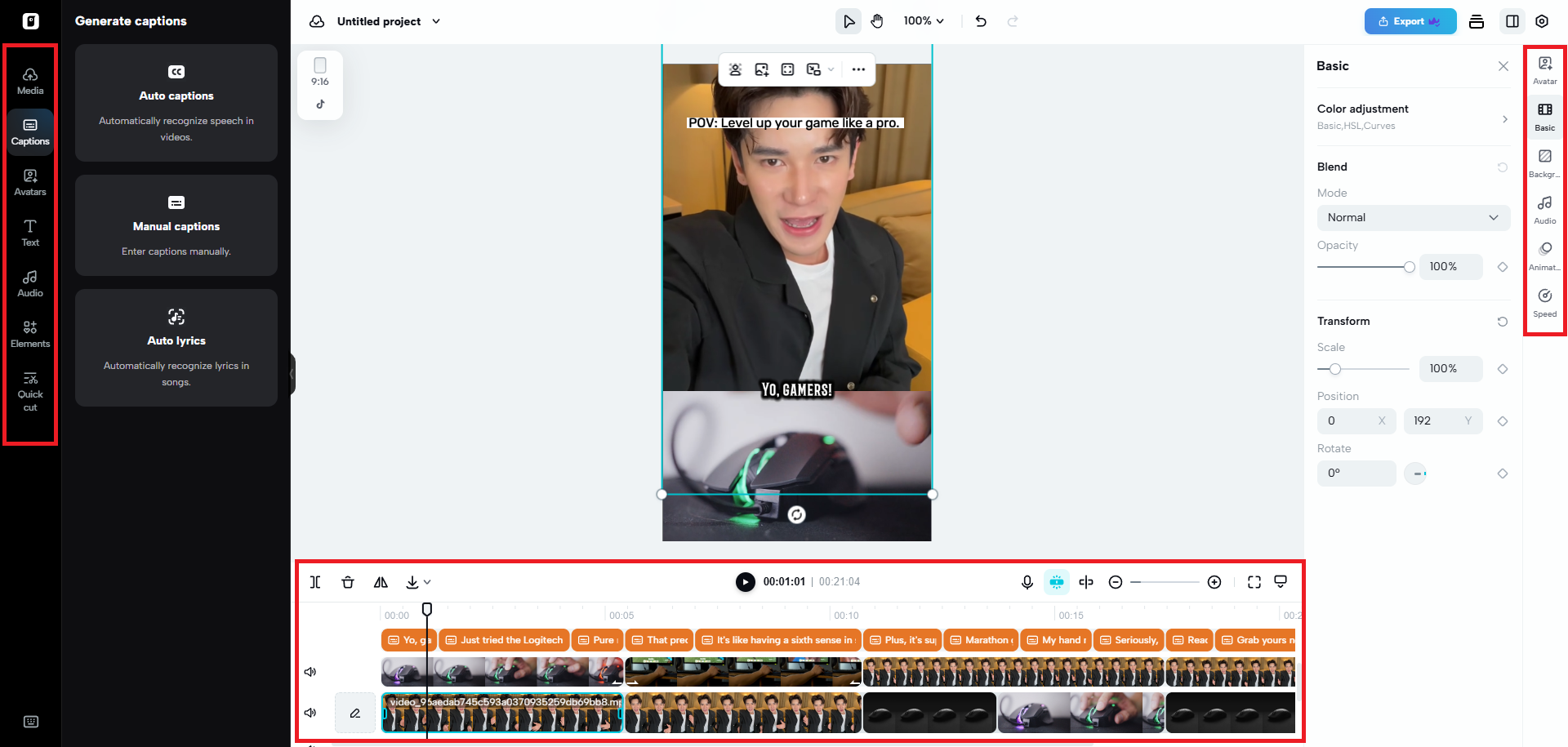 Pippit's advanced video editing space