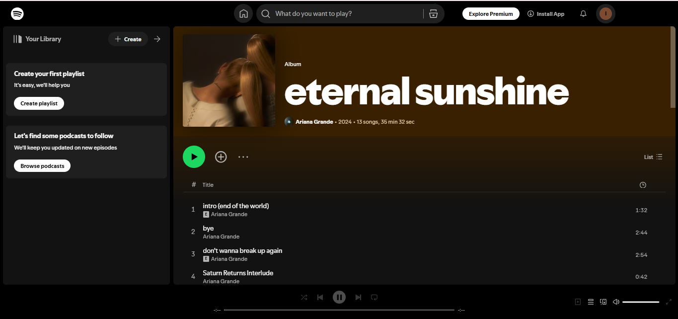 Eternal Sunshine by Ariana Grande—one of the the most streamed albums on Spotify