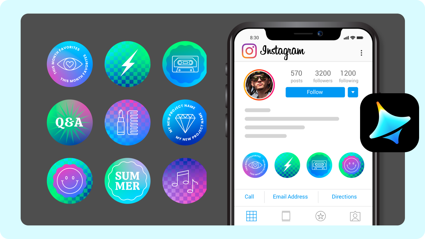 editați coperta pentru Instagram Highlights