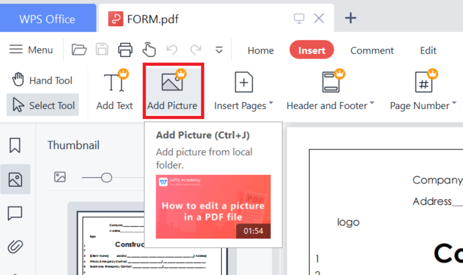 How to write text in a PDF file: Pasting a handwritten picture