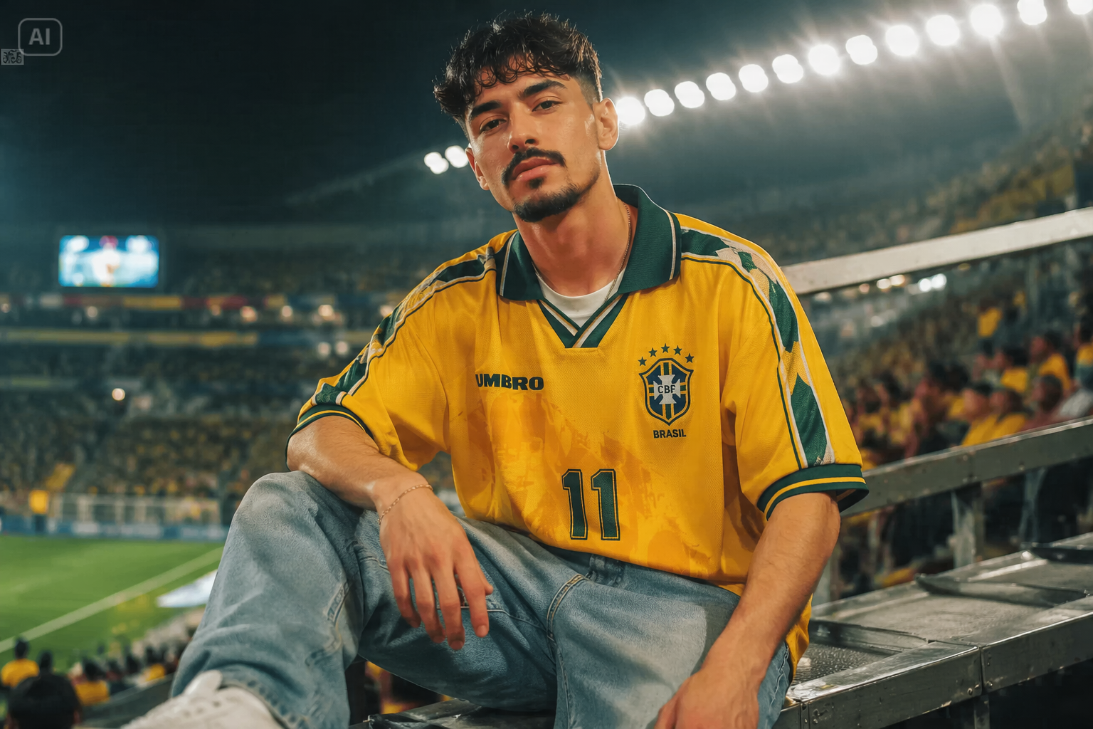 Retrato de moda de camiseta de la Copa del Mundo retro