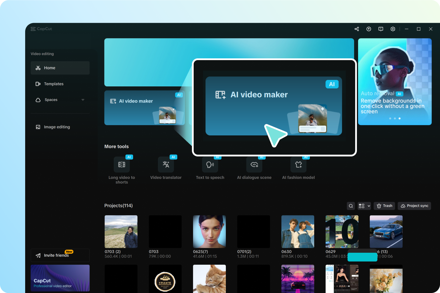 Akses editor video AI di CapCut
