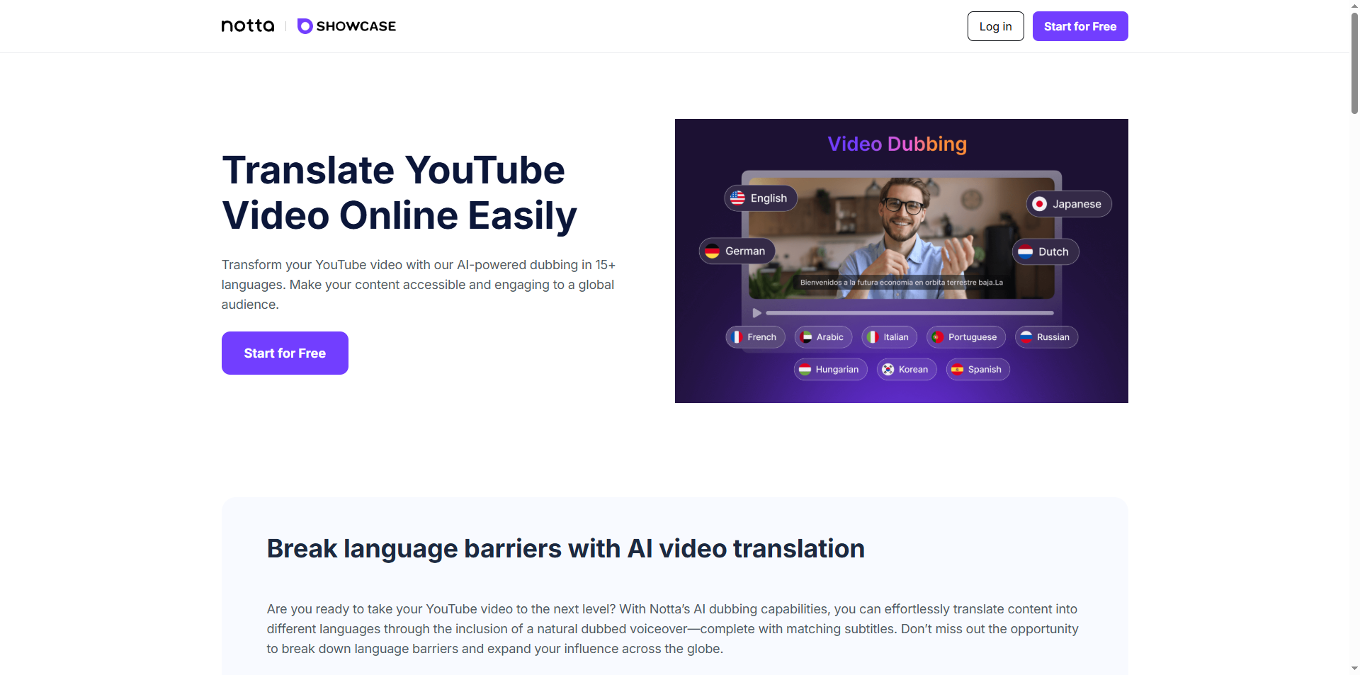 Notta interface