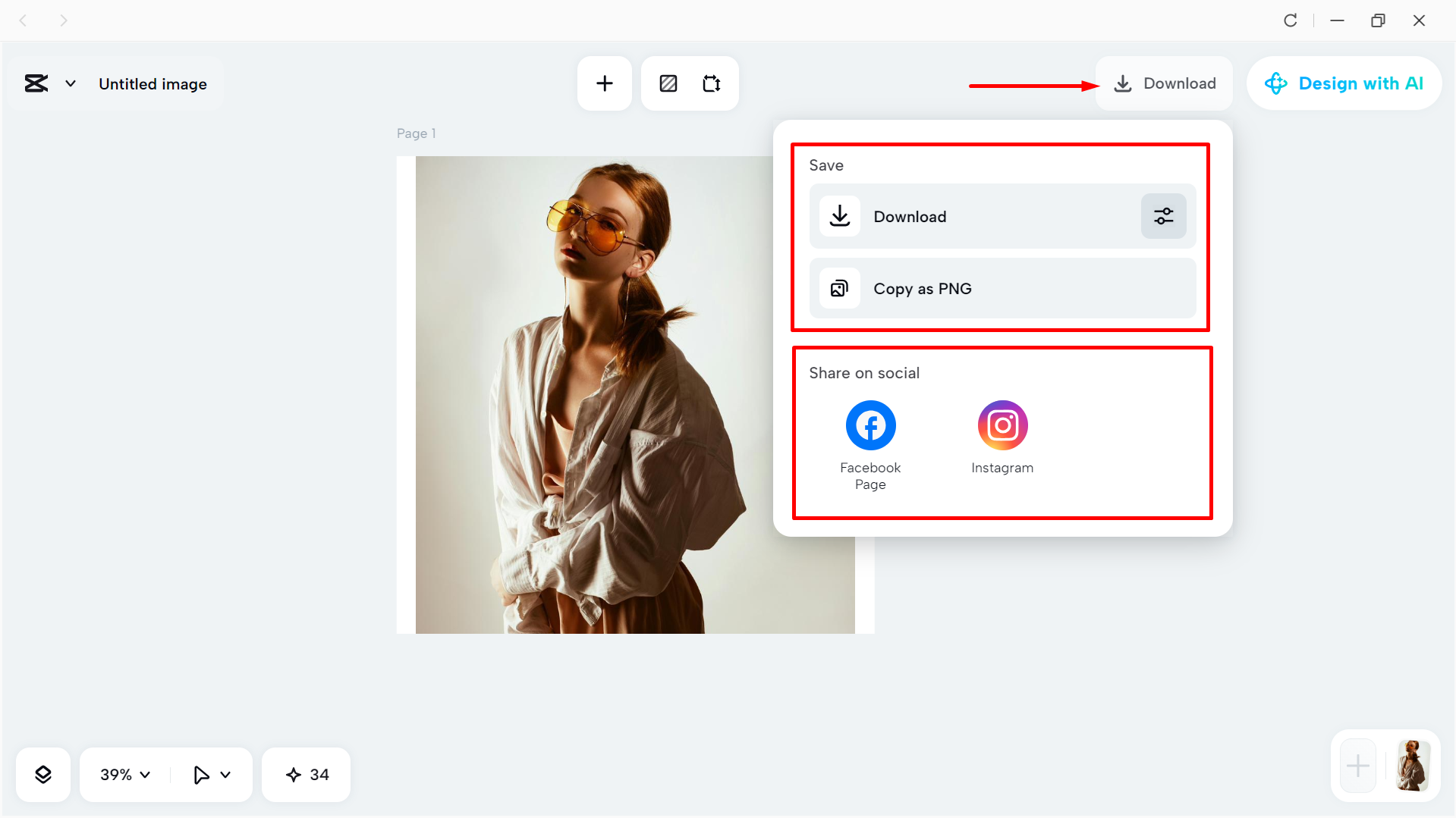 Exporting a photo from the CapCut desktop video editor