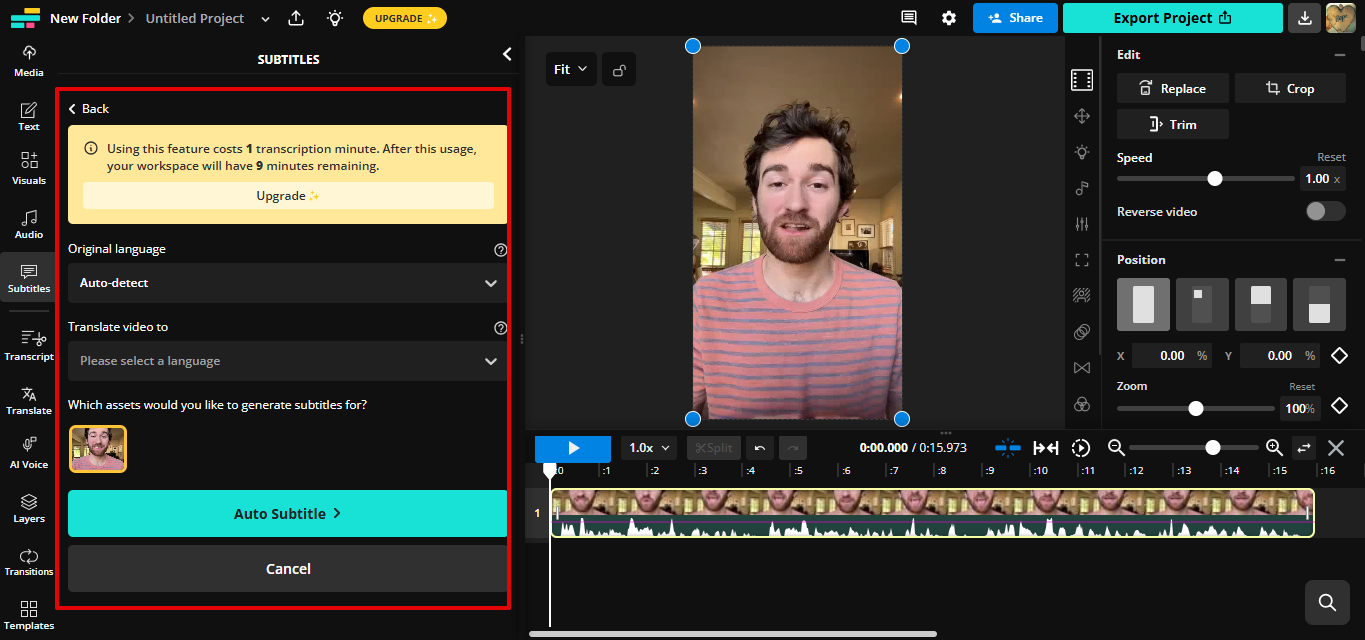 Kapwing subtitle translator