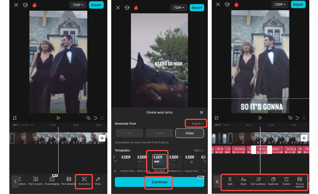 Generate auto lyrics in CapCut