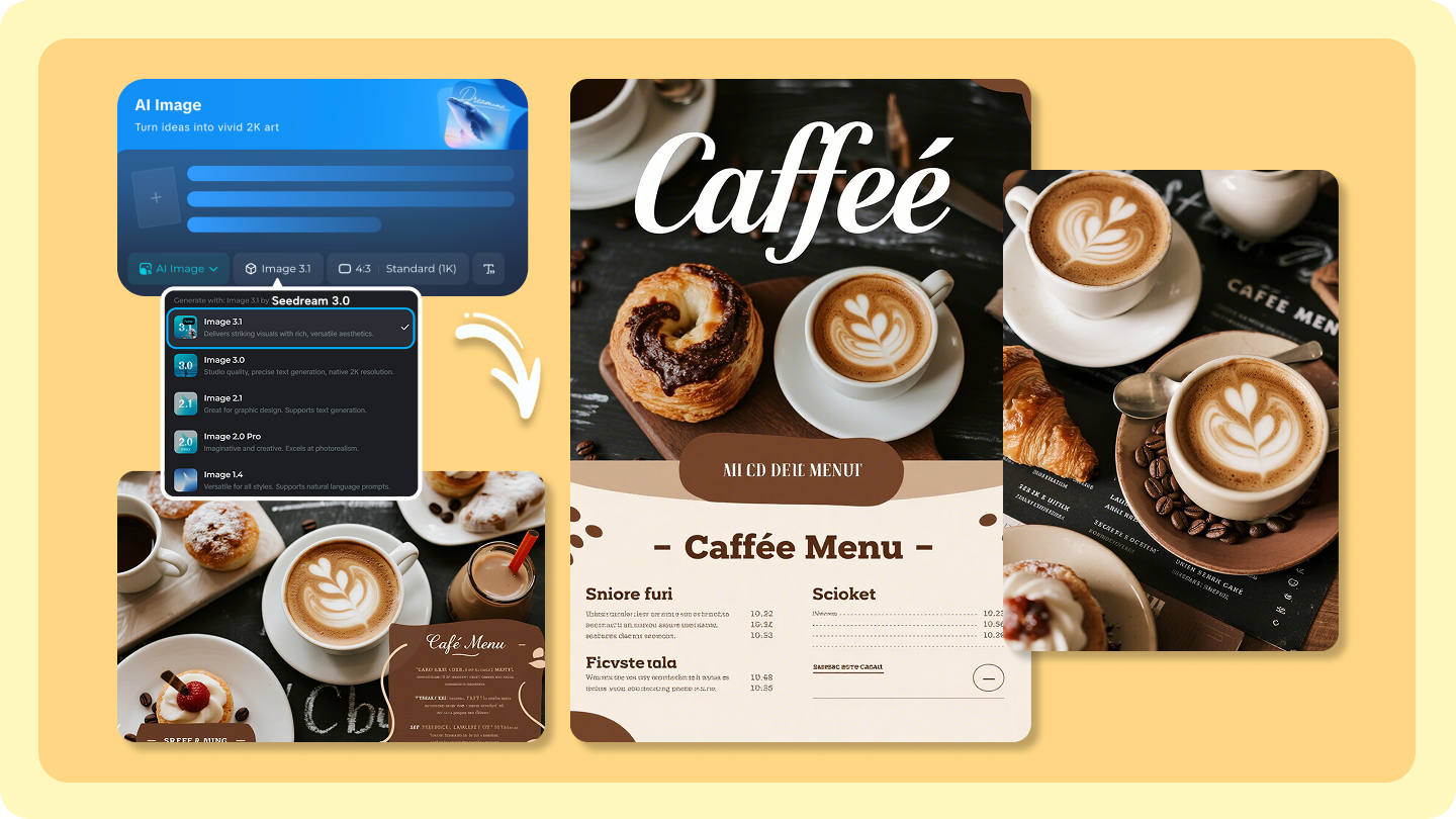 diseño de menú de cafetería