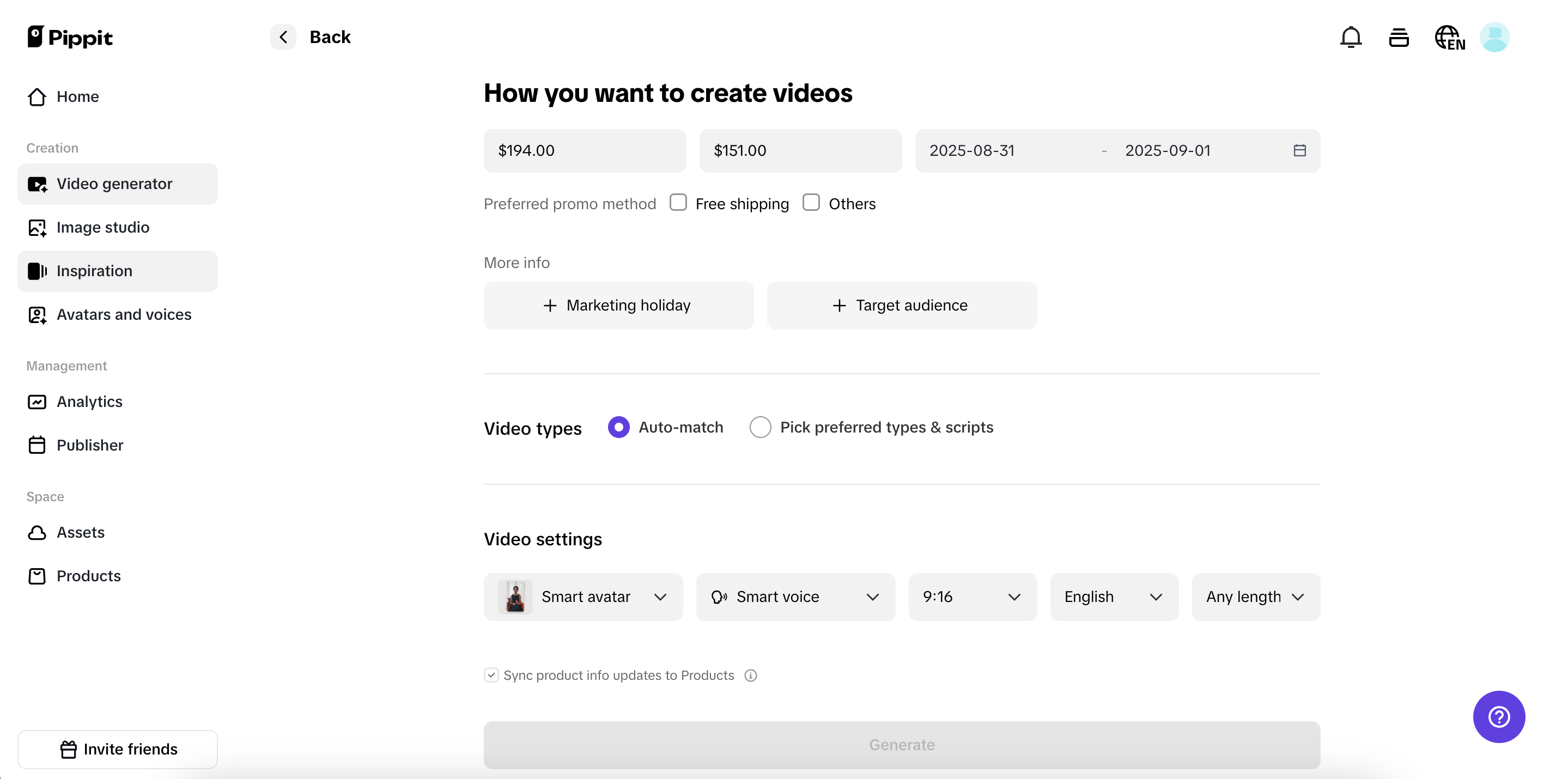 Muokkaa videoasetuksia