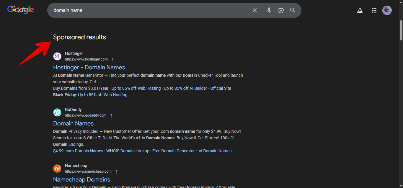 Mga bayad na ad sa paghahanap