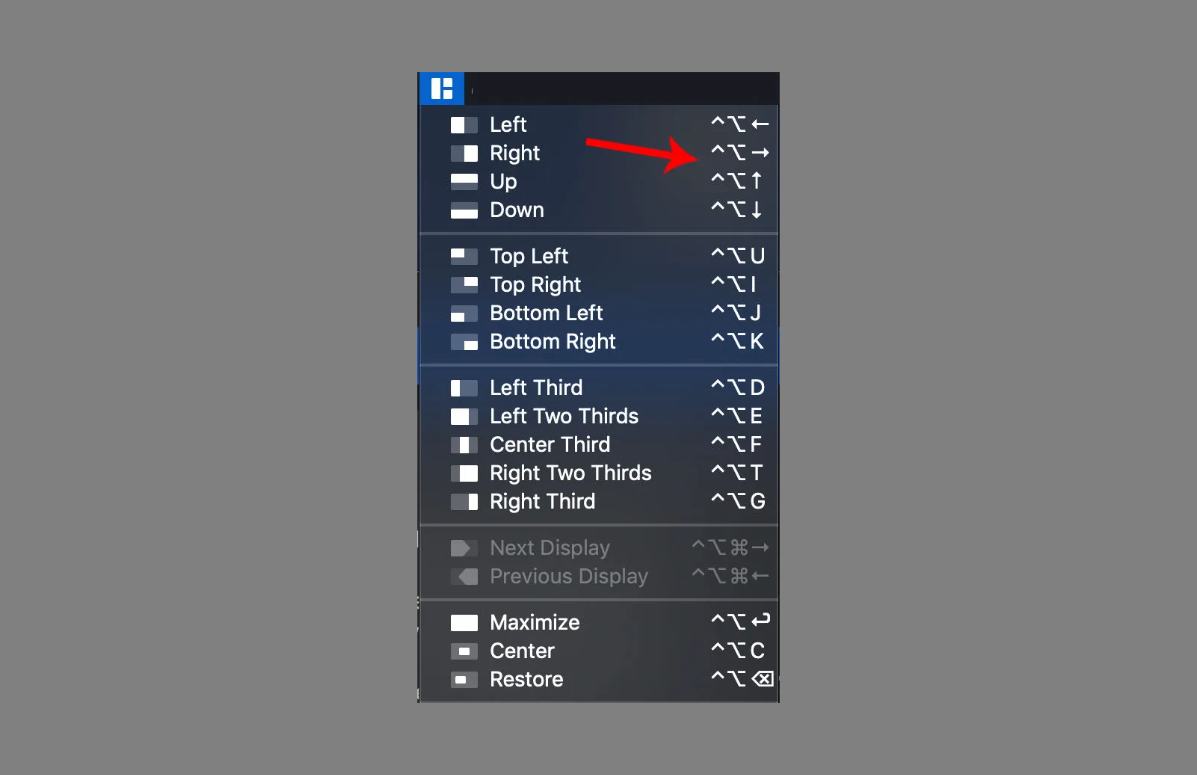 Split Mac screen with Magnet - Step2